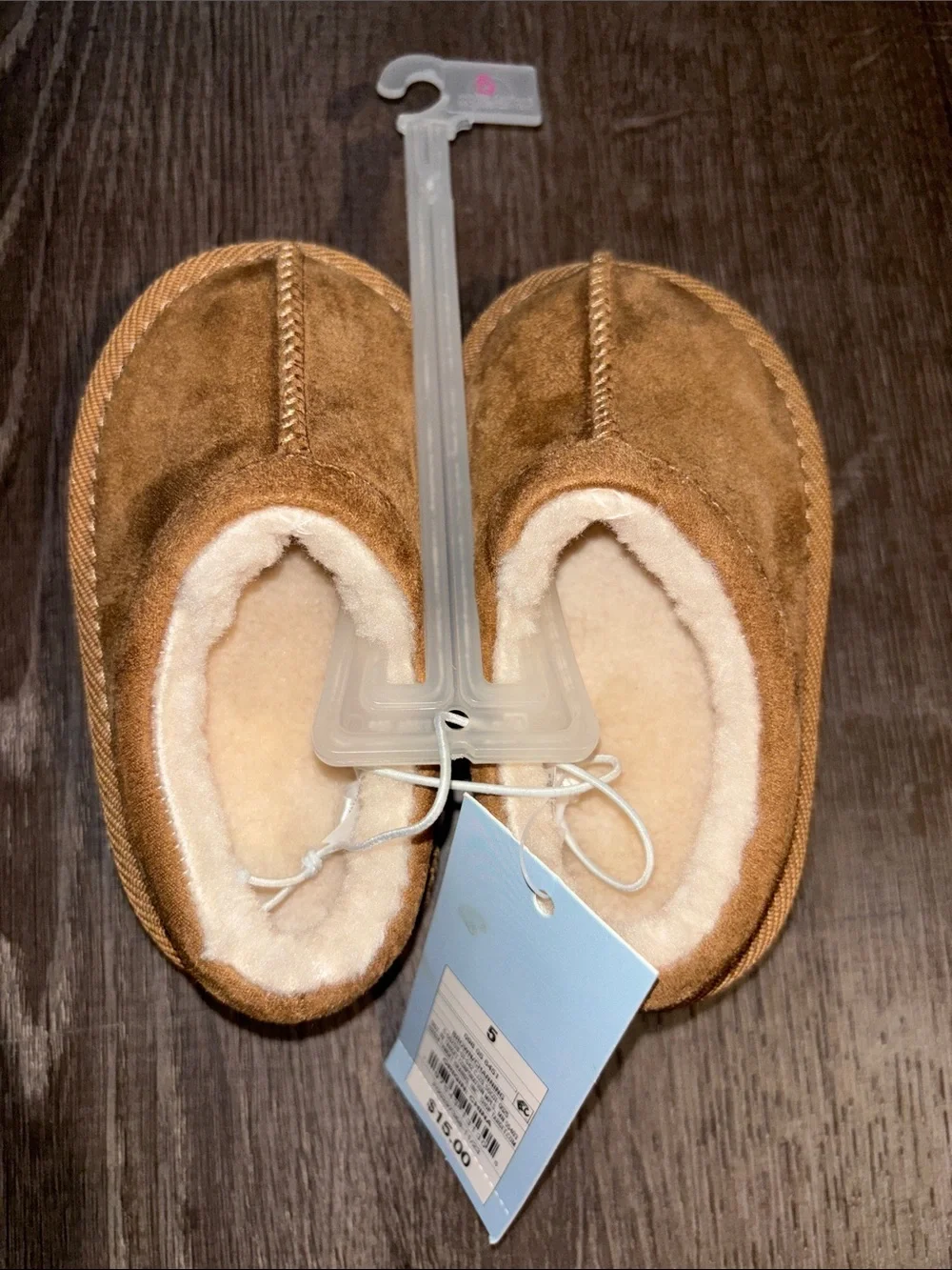 Cat & Jack Kids Brown Faux-Suede Cozy Slippers with Cream Lining